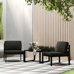 vidaXL 3-tlg. Garten-Sofagarnitur mit Kissen Aluminium Anthrazit