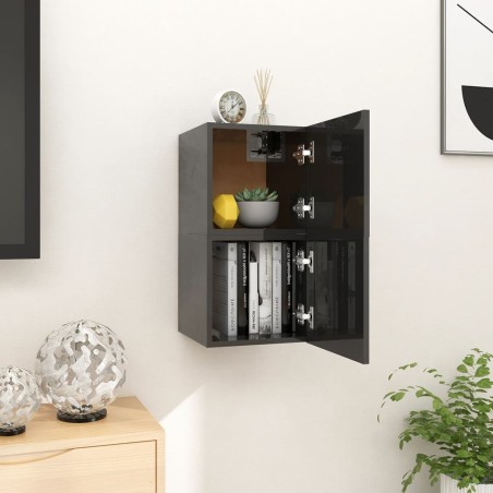 vidaXL TV-Wandschränke 2 Stk. Hochglanz-Schwarz 30,5x30x30 cm