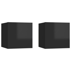 vidaXL TV-Wandschränke 2 Stk. Hochglanz-Schwarz 30,5x30x30 cm