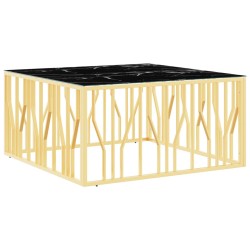 vidaXL Couchtisch Golden 100x100x50 cm Edelstahl und Glas