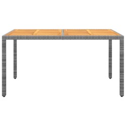 vidaXL Gartentisch 150x90x75 cm Akazienholz und Poly Rattan Grau
