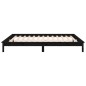 vidaXL Massivholzbett mit LEDs Schwarz 150x200 cm