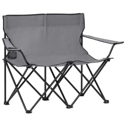 vidaXL Campingstuhl 2-Sitzer Klappbar Stahl und Stoff Grau