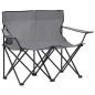 vidaXL Campingstuhl 2-Sitzer Klappbar Stahl und Stoff Grau vidaXL Campingstuhl 2-Sitzer Klappbar Stahl und Stoff Grau