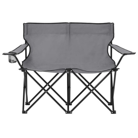 vidaXL Campingstuhl 2-Sitzer Klappbar Stahl und Stoff Grau