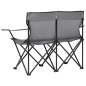 vidaXL Campingstuhl 2-Sitzer Klappbar Stahl und Stoff Grau vidaXL Campingstuhl 2-Sitzer Klappbar Stahl und Stoff Grau