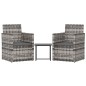 3-tlg. Garten-Lounge-Set mit Kissen Poly Rattan Grau 3-tlg. Garten-Lounge-Set mit Kissen Poly Rattan Grau