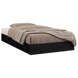 vidaXL Massivholzbett Schwarz 135x190 cm