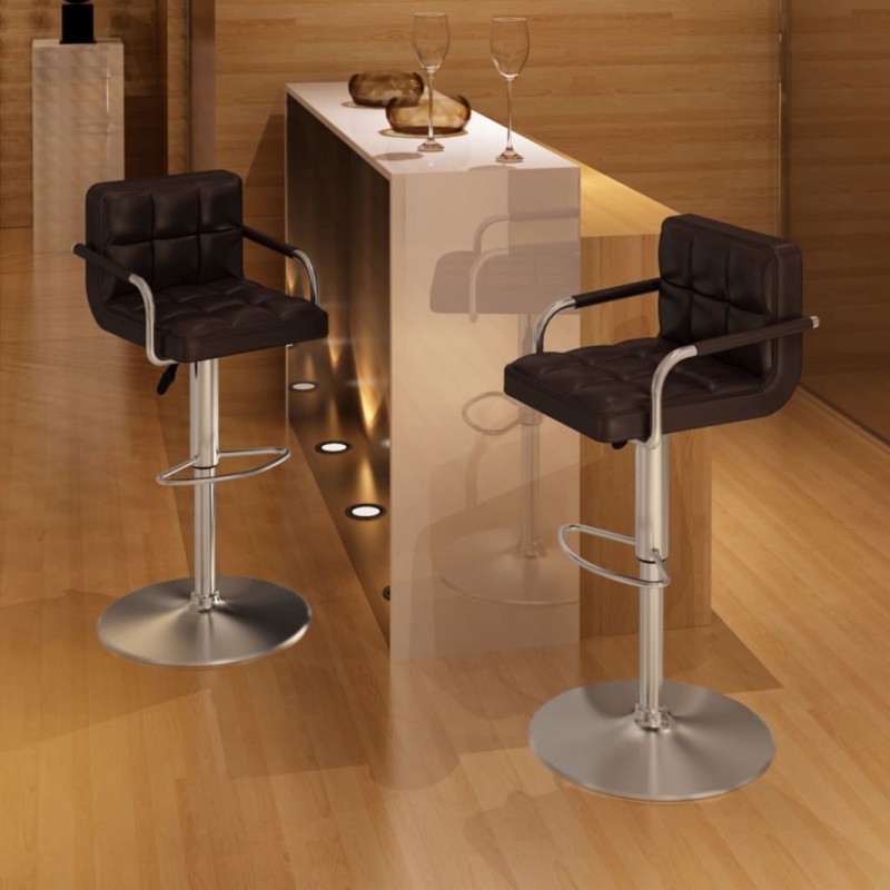vidaXL Barhocker 2 Stk. Braun Kunstleder vidaXL Barhocker 2 Stk. Braun Kunstleder