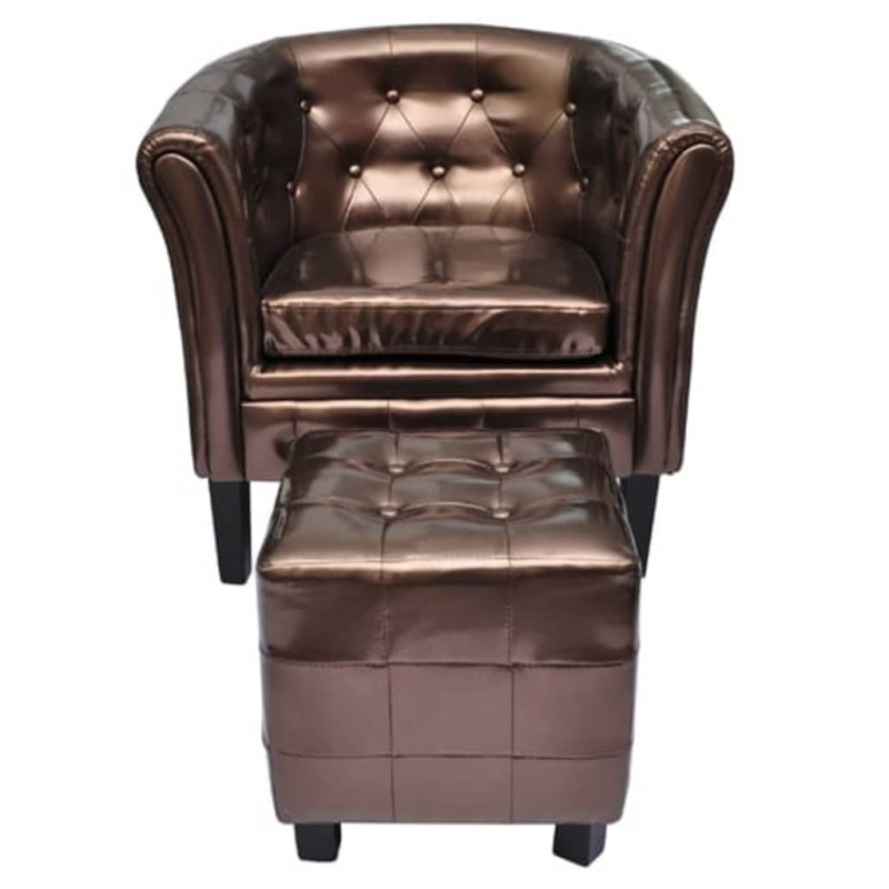 vidaXL Sessel mit Fußhocker Braun Kunstleder vidaXL Sessel mit Fußhocker Braun Kunstleder