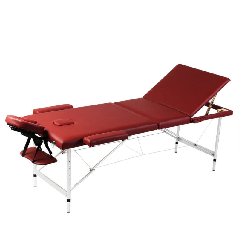 Massagetisch mit Aluminiumrahmen, faltbar 3 Zonen Rot Massagetisch mit Aluminiumrahmen, faltbar 3 Zonen Rot