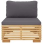 Garten-Mittelsofa mit Dunkelgrauen Kissen Massivholz Teak Garten-Mittelsofa mit Dunkelgrauen Kissen Massivholz Teak