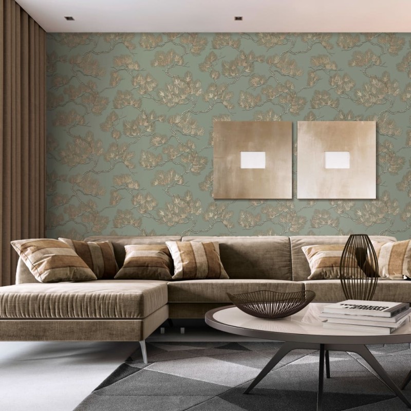DUTCH WALLCOVERINGS Tapete Kiefer-Motiv Grün DUTCH WALLCOVERINGS Tapete Kiefer-Motiv Grün