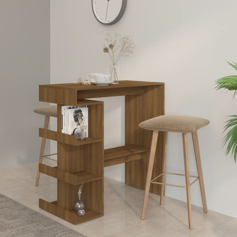 vidaXL Bartisch mit Regal Braun Eiche 100x50x101,5cm Holzwerkstoff vidaXL Bartisch mit Regal Braun Eiche 100x50x101,5cm Holzwerkstoff