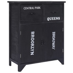 vidaXL Beistellschrank Schwarz 60 × 30 × 75 cm Paulownia Holz
