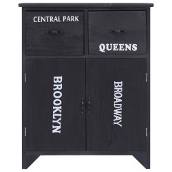 vidaXL Beistellschrank Schwarz 60 × 30 × 75 cm Paulownia Holz