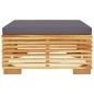 vidaXL Gartenhocker mit Dunkelgrauen Kissen Massivholz Teak