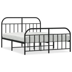 vidaXL Bettgestell mit Kopf- und Fußteil Metall Schwarz 150x200 cm