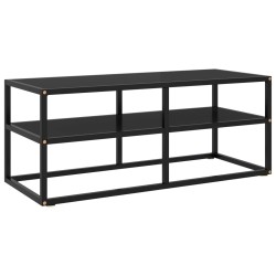 vidaXL TV-Schrank Schwarz mit schwarzem Glas 100x40x40 cm