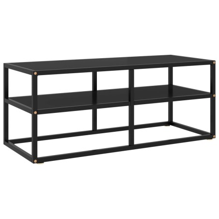 vidaXL TV-Schrank Schwarz mit schwarzem Glas 100x40x40 cm