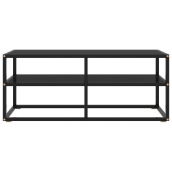 vidaXL TV-Schrank Schwarz mit schwarzem Glas 100x40x40 cm