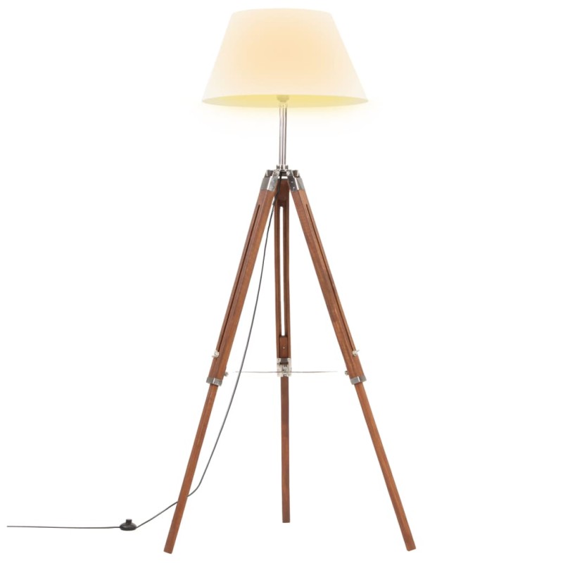 vidaXL Stativlampe Honigbraun und Weiß Teak Massivholz 141 cm vidaXL Stativlampe Honigbraun und Weiß Teak Massivholz 141 cm