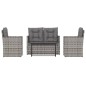 4-tlg. Garten-Lounge-Set mit Kissen Poly Rattan Grau 4-tlg. Garten-Lounge-Set mit Kissen Poly Rattan Grau