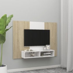 vidaXL TV-Wandschrank Weiß Sonoma-Eiche 135x23,5x90 cm Holzwerkstoff
