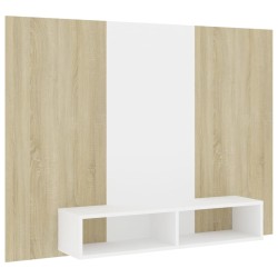 vidaXL TV-Wandschrank Weiß Sonoma-Eiche 135x23,5x90 cm Holzwerkstoff