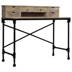vidaXL Schreibtisch Mangoholz Massiv und Stahl 110 x 50 x 96 cm