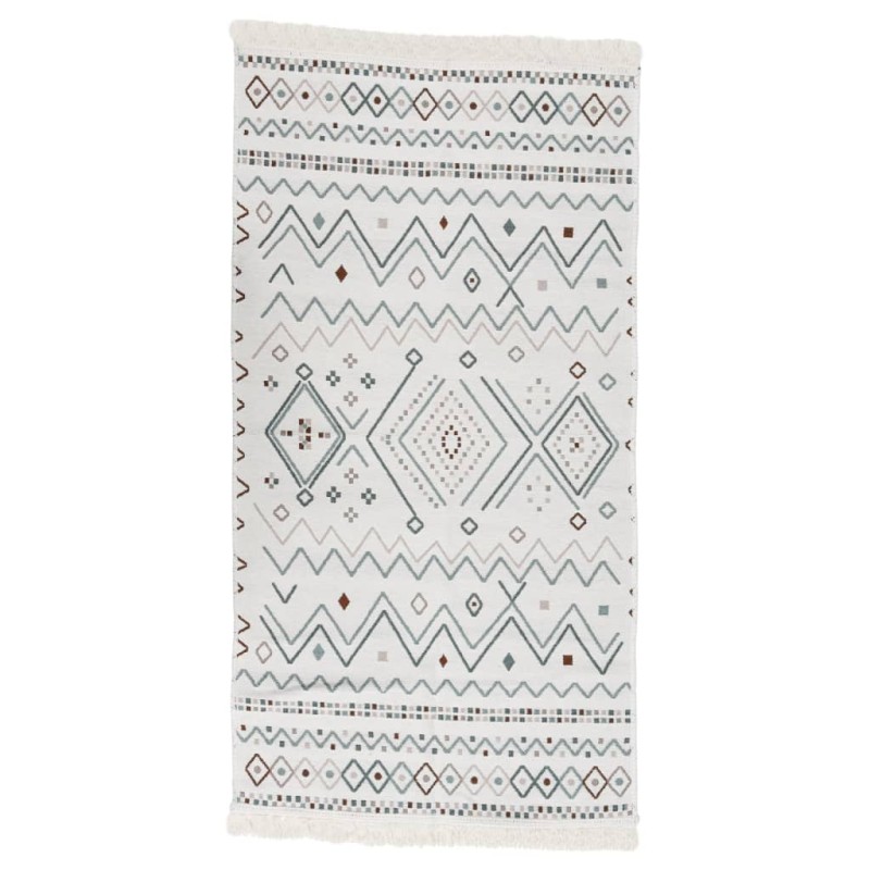 vidaXL Teppich Beige und Blau 100x300 cm Baumwolle vidaXL Teppich Beige und Blau 100x300 cm Baumwolle