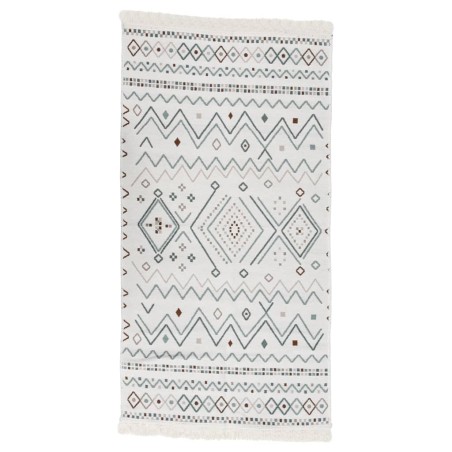 vidaXL Teppich Beige und Blau 100x300 cm Baumwolle