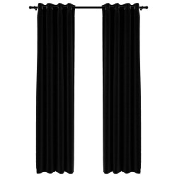 vidaXL Verdunkelungsvorhänge Ösen Leinenoptik 2 Stk. Schwarz 140x245cm