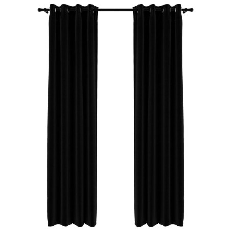 vidaXL Verdunkelungsvorhänge Ösen Leinenoptik 2 Stk. Schwarz 140x245cm
