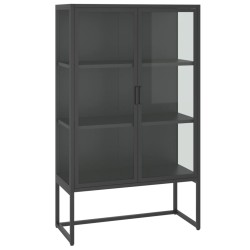 vidaXL Highboard Anthrazit 80x35x135 cm Stahl und Gehärtetes Glas