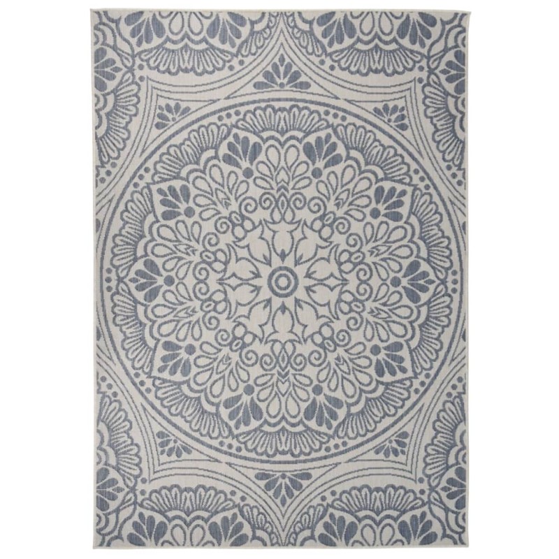 vidaXL Outdoor-Teppich Flachgewebe 160x230 cm Blaues Muster vidaXL Outdoor-Teppich Flachgewebe 160x230 cm Blaues Muster