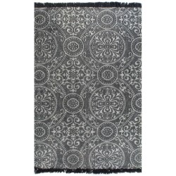 vidaXL Kelim-Teppich Baumwolle 160x230 cm mit Muster Grau