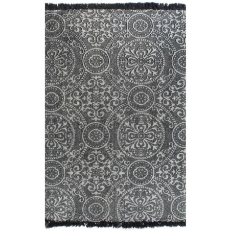 vidaXL Kelim-Teppich Baumwolle 160x230 cm mit Muster Grau