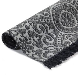 vidaXL Kelim-Teppich Baumwolle 160x230 cm mit Muster Grau