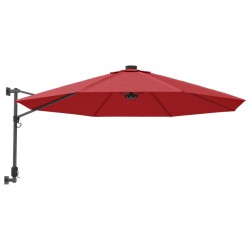 vidaXL Wand-Sonnenschirm mit LEDs Knallrot 290 cm