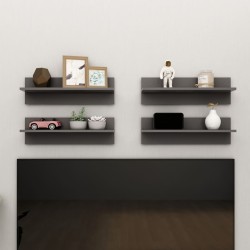 vidaXL Wandregale 4 Stk. Grau 60x11,5x18 cm Holzwerkstoff