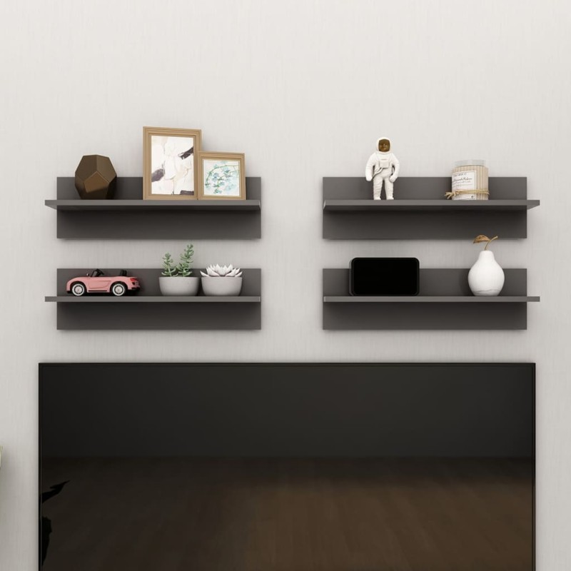 vidaXL Wandregale 4 Stk. Grau 60x11,5x18 cm Holzwerkstoff vidaXL Wandregale 4 Stk. Grau 60x11,5x18 cm Holzwerkstoff