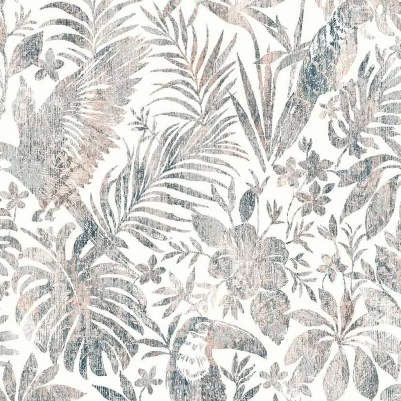 DUTCH WALLCOVERINGS Tapete Blatt- und Tukan-Motiv Beige DUTCH WALLCOVERINGS Tapete Blatt- und Tukan-Motiv Beige