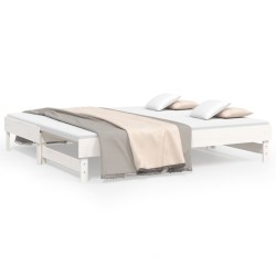 vidaXL Tagesbett Ausziehbar Weiß 2x(75x190) cm Massivholz Kiefer