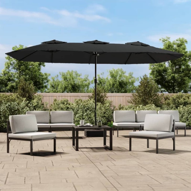 vidaXL Doppelsonnenschirm Schwarz 449x245 cm
