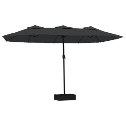 vidaXL Doppelsonnenschirm Schwarz 449x245 cm