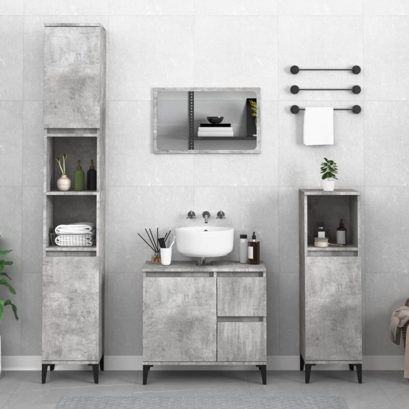 vidaXL Badschrank Betongrau 30x30x100 cm Holzwerkstoff vidaXL Badschrank Betongrau 30x30x100 cm Holzwerkstoff