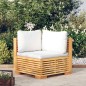 Garten-Ecksofa mit Creme Kissen Massivholz Teak Garten-Ecksofa mit Creme Kissen Massivholz Teak