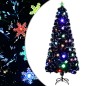 vidaXL Weihnachtsbaum mit LED-Schneeflocken Schwarz 180 cm Fiberoptik vidaXL Weihnachtsbaum mit LED-Schneeflocken Schwarz 180 cm Fiberoptik