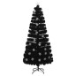 vidaXL Weihnachtsbaum mit LED-Schneeflocken Schwarz 180 cm Fiberoptik vidaXL Weihnachtsbaum mit LED-Schneeflocken Schwarz 180 cm Fiberoptik